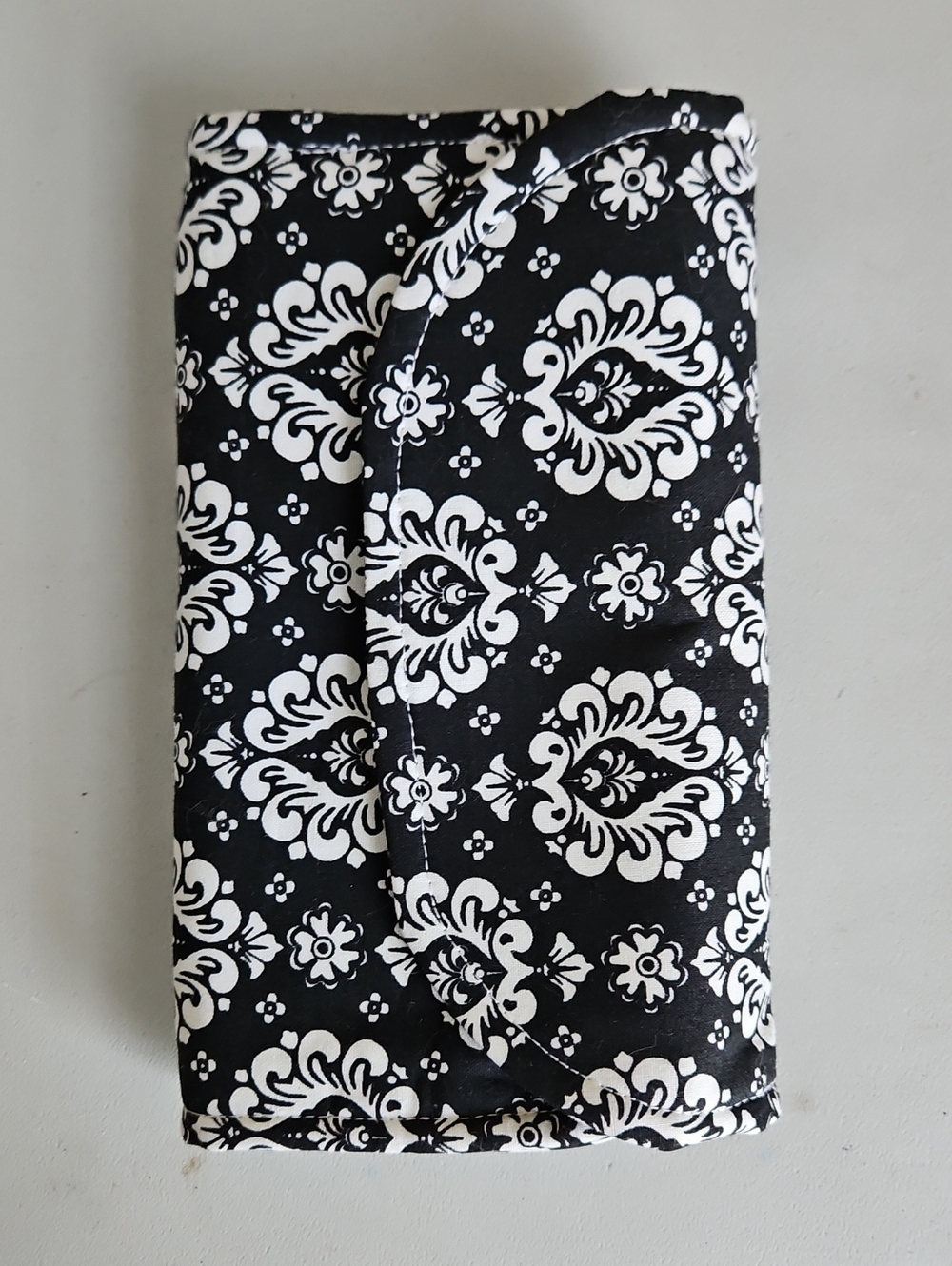 Black & White Damask Fabric Clutch Wallet